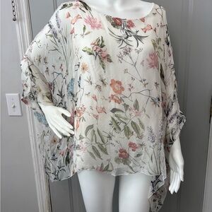 Vintage Cottagecore Euro Flowy Silk Floral Blouse